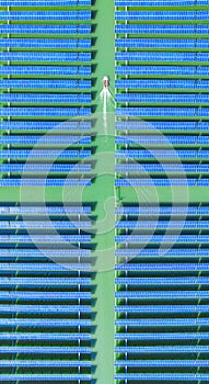 Aerial photography of photovoltaic industrial park covered with solar panels