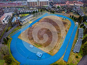 Aerial Photography Rugby Stadium. Regby Field. Foto dal drone della partita U18 RSD 1981 vs ASR Milano. Rugby San Donato