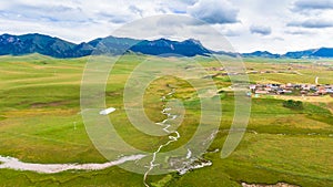 Aerial photography of Ruoergai grassland in early autumn photo