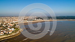 Aerial photography of Saint Georges de Didonne beach at sunset photo