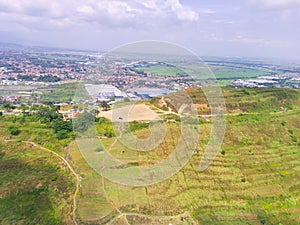 Aerial photography a scenic view of a sunny hillside