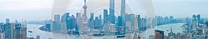 Aerial photography at Shanghai bund Skyline of panorama