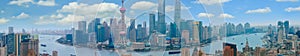 Aerial photography at Shanghai bund Skyline of panorama