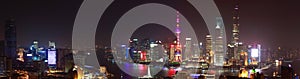 Aerial photography at Shanghai bund Skyline of panorama night sc