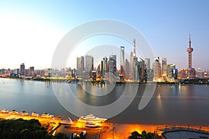 Aerial photography at Shanghai Skyline of morning