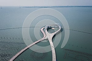 Aerial photography of Suzhou Bay Golden Lakeshore Tourist Area, Suzhou Taihu New City district, Suzhou, China