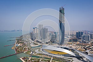 Aerial photography of Taihu New City skyline in Suzhou Bay