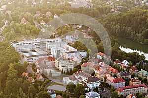 Aerial photography of the Technical University in Liberec, Czech republic.