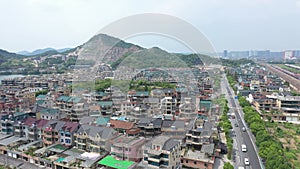 aerial photography of the town in hangzhou xiaoshan district countryside