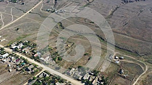 Aerial photography of a Ukrainian village in the wilderness