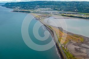 Aerial photography view of the Homer Spit, in Homer Alaska photo