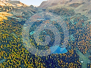 Aerial photograpy over the Val Di Campo, Switzerland photo