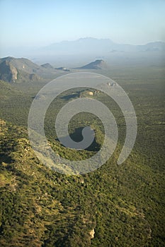 Aerial photos of landforms at Lewa Conservancy in Kenya, Africa