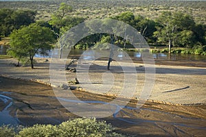 Aerial photos of river and Lewa Conservancy in Kenya, Africa