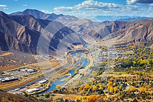 Aerial picture of Glenwood Springs valley in Colorado. photo