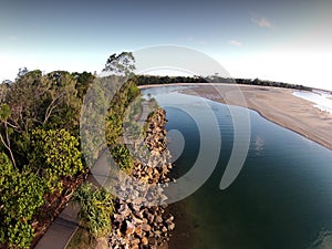 Aerial picture image of Noosa Spit by break water