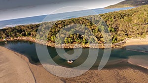 Aerial picture image of people fishing noosa river