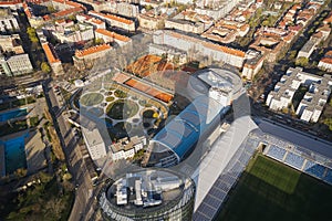 Aerial picture of new Park Hole and National Tennis Centrum, Bratislava, Slovakia