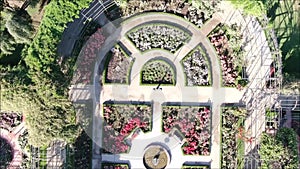 Aerial picture of a rose garden at a park