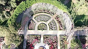 Aerial picture of a rose garden at a park