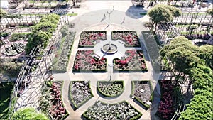 Aerial picture of a rose garden at a park