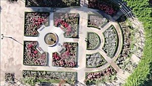 Aerial picture of a rose garden at a park