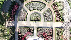 Aerial picture of a rose garden at a park