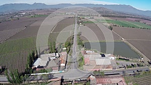 Aerial picture of a vineyard in Chile