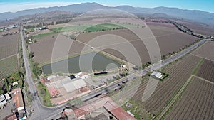 Aerial picture of a vineyard in Chile