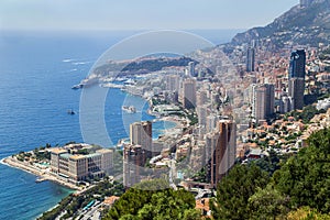 Aerial, picturesque view over the Monaco. France.