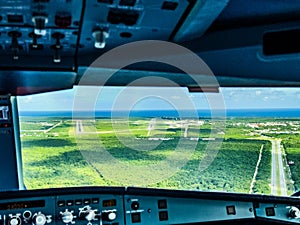 aerial pilots view of Punta Cana International Airport (MDPC, PUJ) during approach