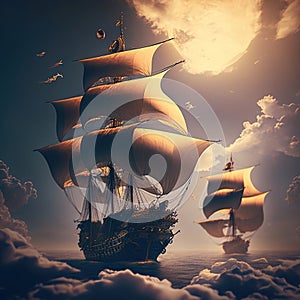 Aerial Plunder: Raiding the Clouds with Pirate Ships, generative ai.