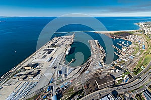 Aerial of Port Elizabeth harbour South Africa