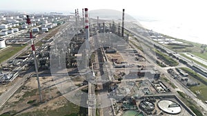 Aerial Power plants and oil refineries. Matosinhos, Portugal