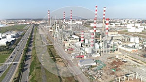 Aerial Power plants and oil refineries. Matosinhos, Portugal