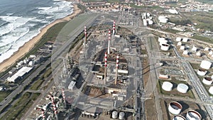 Aerial Power plants and oil refineries. Matosinhos, Portugal