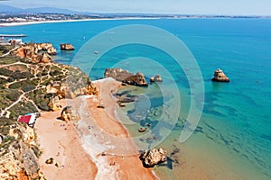 Aerial from Praia Don Camillo in Lagos Portugal