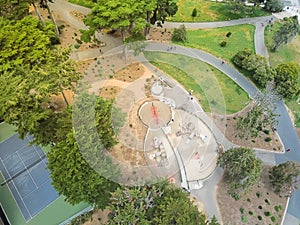 Aerial public playground in Hayes Valley neighborhood, San Franc