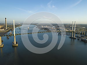 Aerial of QEII Bridge looking west