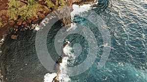 aerial Red Sand Beach in hana, maui, hawaii