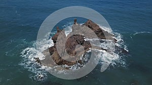 Aerial of remote rock Benijo, Tenerife