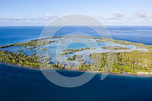 Aerial of Remote Tropical Island in Molucca Sea photo