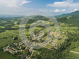 Aerial of a residential development at the foothills of Mount Makiling. A relatively uncrowded subdivision in Santo Tomas Batangas photo