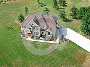 Aerial of residential house