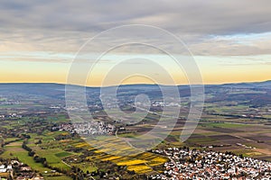 Aerial of the Rhein-Main-area with the river Main and the mountains of the Taunus