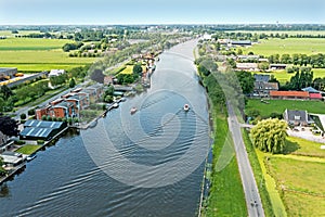 Aerial from the river Oude Rijn near Bodegraven in the Netherlands photo