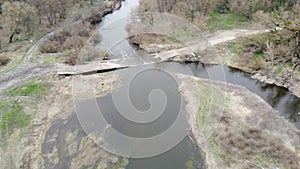 AERIAL. The river overflowed, flooded the pontoon bridge.1