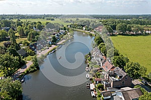 Aerial from the river Vecht near Breukelen in the Netherlands