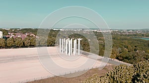 Aerial roundabout shot of twelve columns de Saint-Christophe