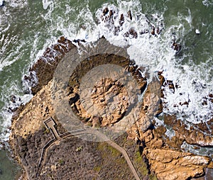 Aerial of Rugged Coastline in California